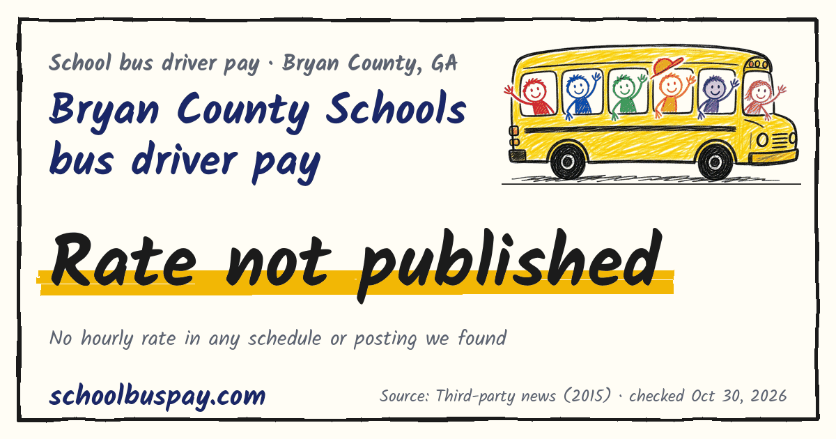 Bryan County Schools bus driver pay Rate not published — schoolbuspay.com