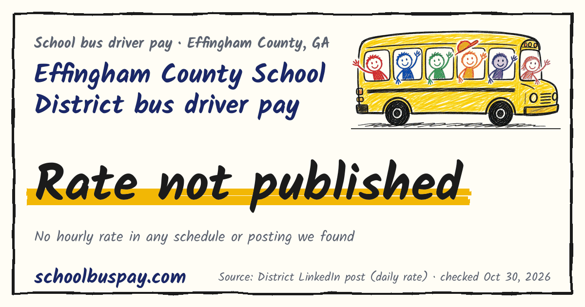 Effingham County School District bus driver pay Rate not published — schoolbuspay.com