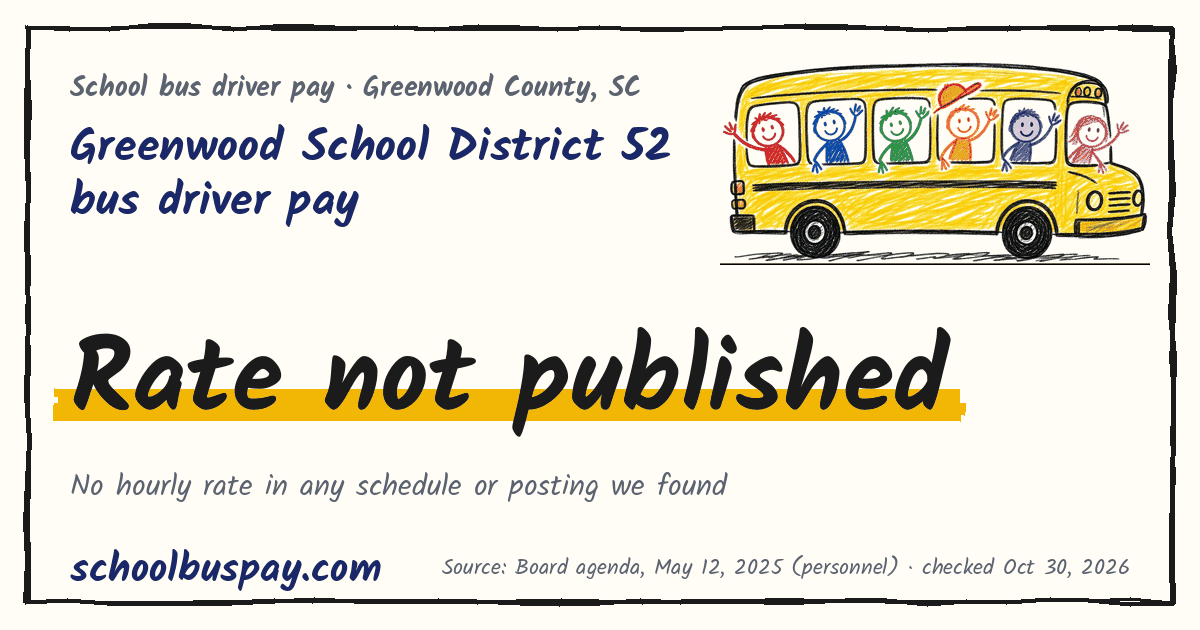 Greenwood School District 52 bus driver pay Rate not published — schoolbuspay.com