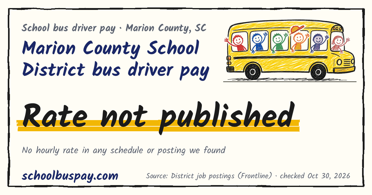 Marion County School District bus driver pay Rate not published — schoolbuspay.com