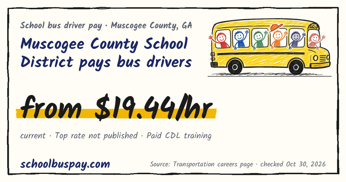Muscogee County School District pays bus drivers from $19.44/hr — schoolbuspay.com