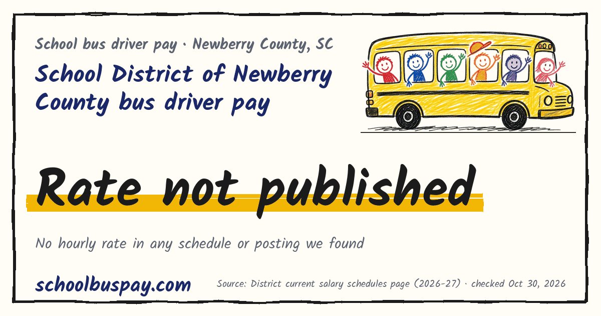 School District of Newberry County bus driver pay Rate not published — schoolbuspay.com