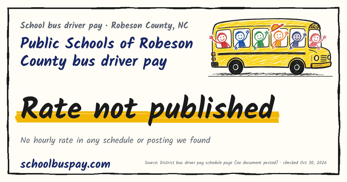 Public Schools of Robeson County bus driver pay Rate not published — schoolbuspay.com