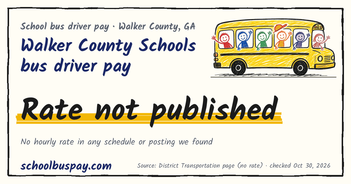 Walker County Schools bus driver pay Rate not published — schoolbuspay.com